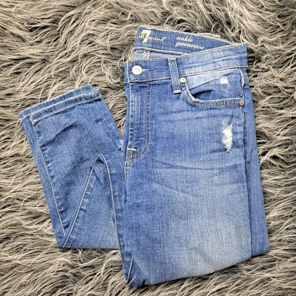 7 For All Mankind Ankle Gwenevere Skinny Jeans Distressed Size 27 7FAMK - Picture 8 of 8